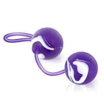 Boules de geisha marbrées violet blanc avec cordon, pour stimulation intime et tonus du périnée