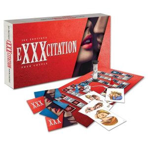 Jeu coquin Exxxcitation pour couple avec défis sensuels et montée du désir progressive.