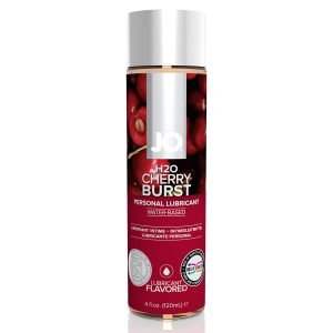 Lubrifiant intime comestible à la cerise JO H2O, texture fluide et saveur sucrée