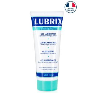 Lubrifiant intime à base d’eau Lubrix 200 ml, testé, sans parabènes, compatible sextoys et préservatifs.