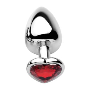 Plug en aluminium avec bijou coeur rouge - M