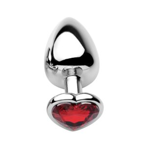 Plug en aluminium avec bijou coeur rouge - S