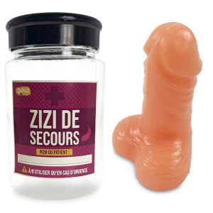 Zizi de Secours en silicone dans un bocal, cadeau humoristique pour EVG ou potes en galère