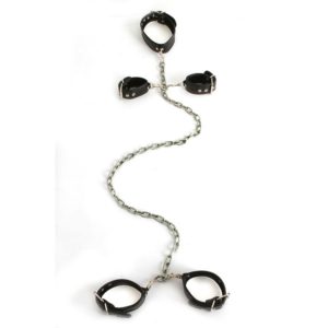 Ensemble Bondage cou-poignets-chevilles - Noir