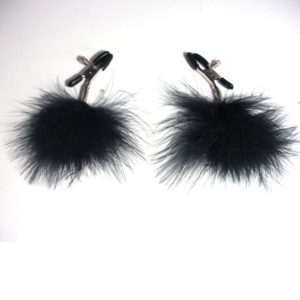 Pinces à seins avec plumes noires 202401031