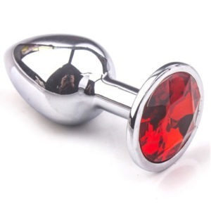 Plug en aluminium et bijou rouge - L