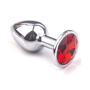 Plug en aluminium et bijou rouge - M