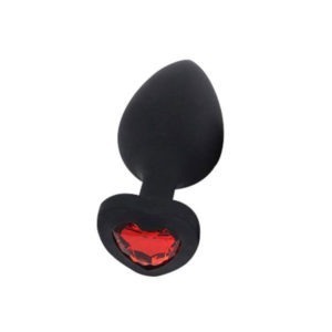 Plug silicone avec bijou coeur rouge - S