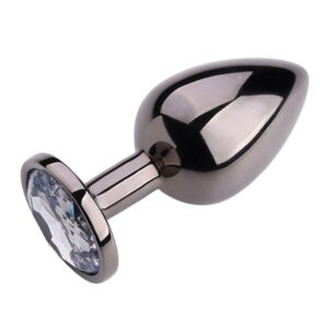 Plug en aluminium foncé et bijou cristal - L