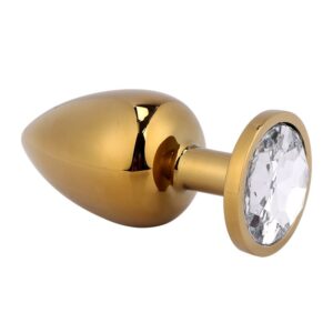 Plug en aluminium doré et bijou cristal - S
