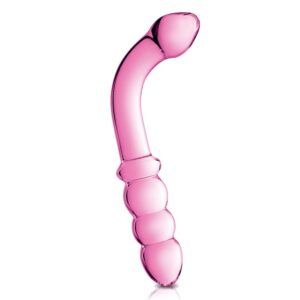 Gode en verre perlé double entrée 0391 - Rose