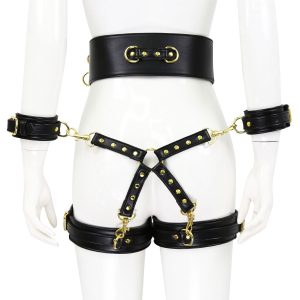 Ensemble BDSM noir et doré - 302400277