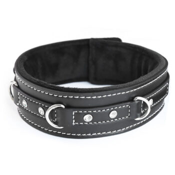 collier cuir noir bondage soumission