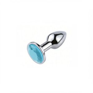 Plug anal XS en métal avec bijou facetté bleu ciel brillant