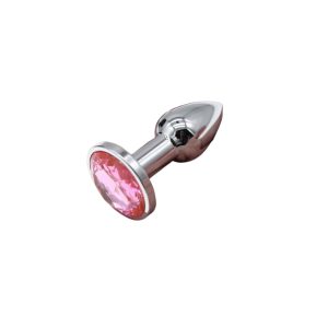 Plug anal XS en aluminium avec bijou rose, discret, élégant et parfait pour une première expérience intime