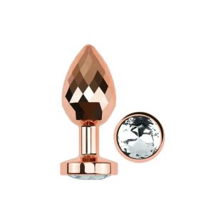 Plug anal mini en aluminium facetté or rosé avec bijou cristal scintillant et finition glamour