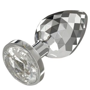 Plug anal aluminium facetté taille L, bijou cristal scintillant et relief stimulant