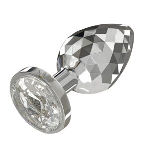 Plug anal aluminium facetté taille M avec bijou cristal scintillant, stimulation et design élégant