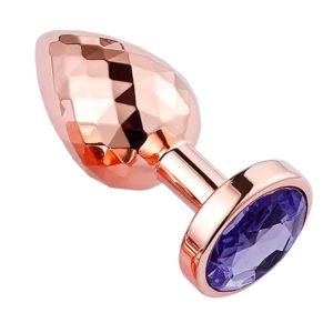 Plug anal rosy gold facetté avec bijou violet taille L, luxe intime et stimulation profonde