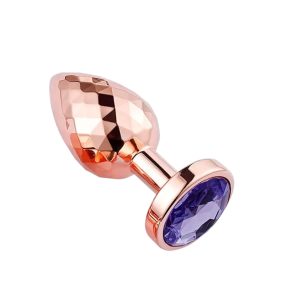 Plug anal violet facetté avec bijou cristal, taille S, bijou intime élégant et plaisir discret