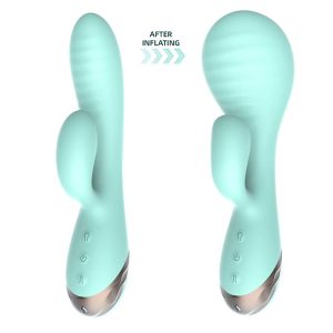 Rabbit vibrant gonflable vert avec stimulateur clito et fonction gonflable pour sensations vaginales sur mesure