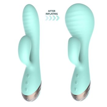 Rabbit vibrant gonflable vert avec stimulateur clito et fonction gonflable pour sensations vaginales sur mesure