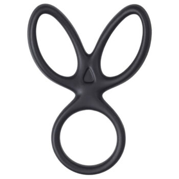 Triple cockring A-TOYS KRAKEN en silicone noir, pour soutien pénis et scrotum, plaisir prolongé et érection renforcée