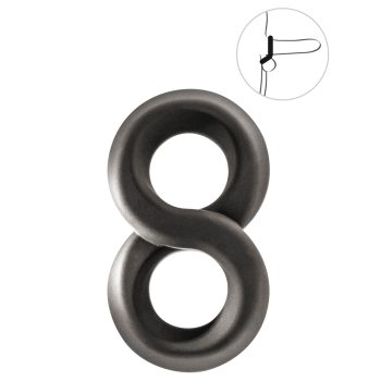 Cockring noir en 8 en silicone extensible, idéal pour maintenir l’érection et intensifier le plaisir