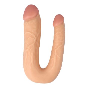 Double gode réaliste souple 42 cm avec deux têtes texturées pour plaisir anal et vaginal en solo ou à deux