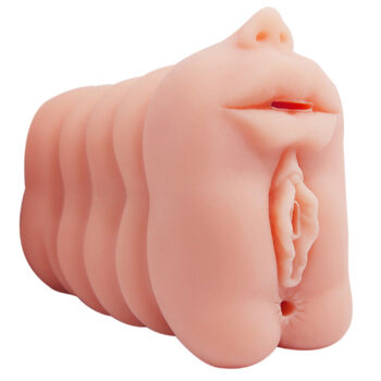 Masturbateur homme 3 orifices réaliste, bouche, vagin, anus, TPR souple, tunnels texturés, plaisir triple