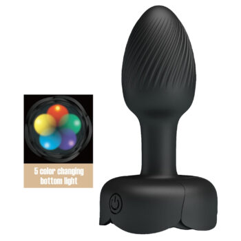 Plug anal vibrant lumineux LED multicolore, silicone texturé, rechargeable, base éclairée, plaisir visuel et anal combiné
