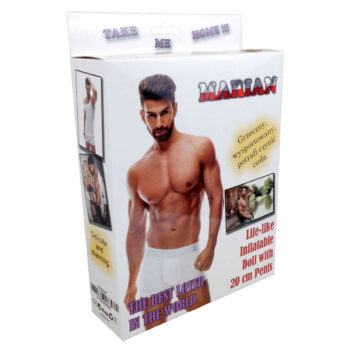 Poupée gonflable homme Marian, 160 cm, torse musclé, visage imprimé, pénis gonflable de 20 cm