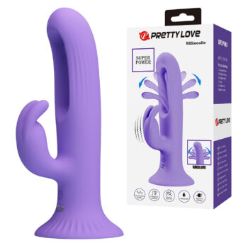 Rabbit Killmoulis, stimulation clitoridienne et point G, 12 vibrations, 4 tapotements, silicone doux, ventouse, harnais, rechargeable