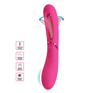 Vibromasseur Lexie, double fonction, vibro lisse + languette tapotante, deux moteurs indépendants, silicone ultra doux