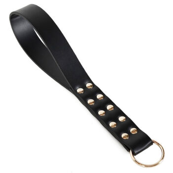 Paddle Slavy simili noir double épaisseur 25 cm — partie souple 14 cm, rivets et anneau métal