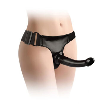 Black Magic — gode-ceinture de 17 cm incurvé pour stimulation point G et point P avec harnais réglable et gode doux en TPR