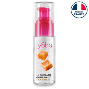 Yoba lubrifiant comestible au caramel à base d’eau léchable et kissable, compatible sextoys et préservatifs, fabriqué en France
