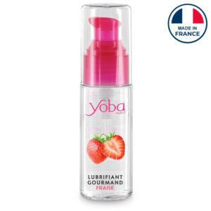 Yoba lubrifiant comestible à la fraise à base d’eau, compatible sextoys et préservatifs, fabriqué en France