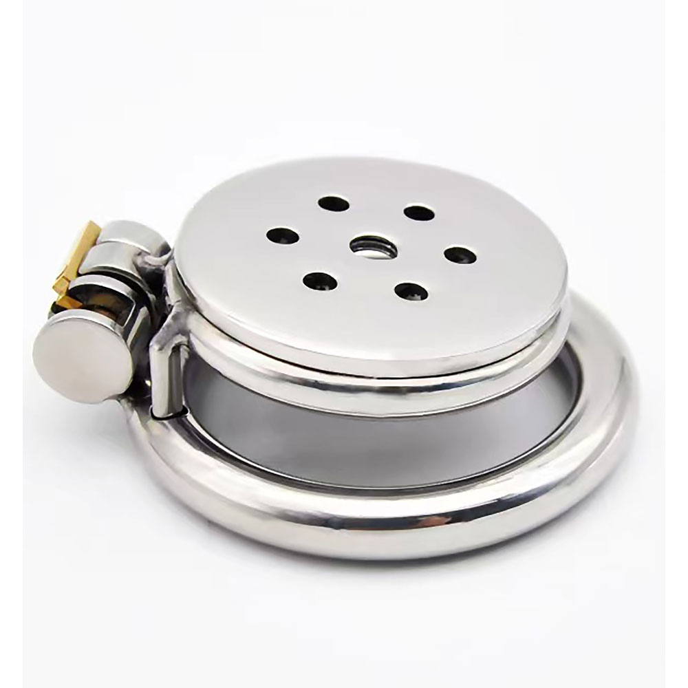 cage chastete acier inoxydable 4.5 cm compressante verrou integre homme