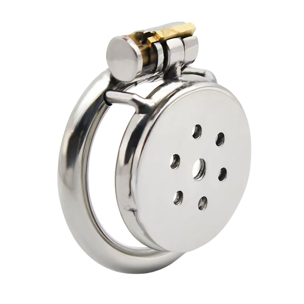 cage chastete acier inoxydable 4.5 cm compressante verrou integre homme