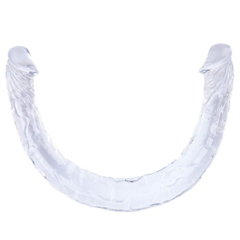 Double gode transparent 43 cm jelly souple