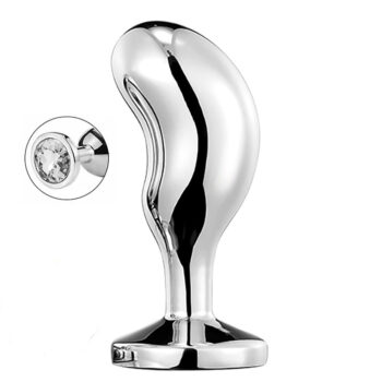 plug anal métal courbé bijou clear aluminium poli taille L sexity nantes