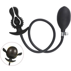 Plug anal écarteur gonflable strié boules silicone