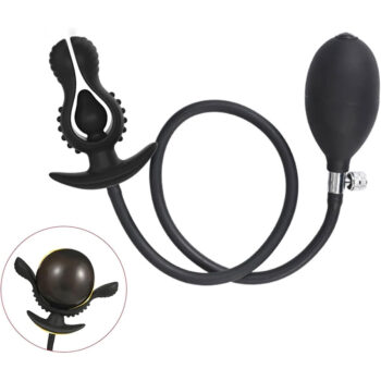 Plug anal écarteur gonflable strié boules silicone