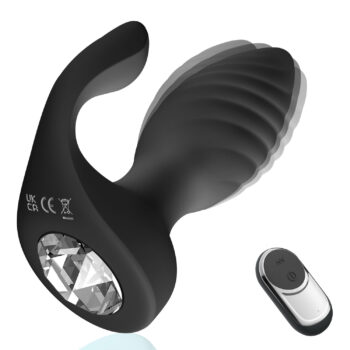 plug anal vibrant strass silicone noir télécommande