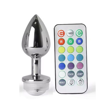 Plug anal lumineux M aluminium bijou LED coloré