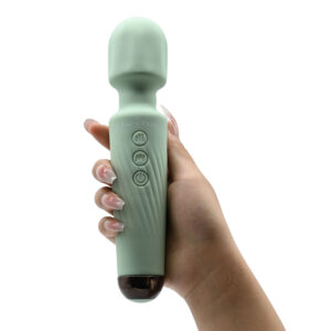 Wand stimulateur clitoridien vert amande silicone rechargeable tête flexible