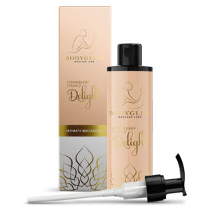 flacon Bodygliss Fraise Pétillante de face – lubrifiant silicone premium – Sexity Nantes