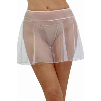 mini-jupe tulle transparent – vue de face – double épaisseur